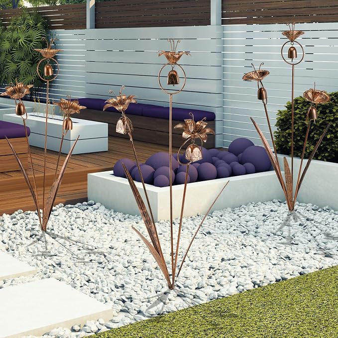 WSgift Metal Bronze Calla Lily Flowers with Bells for Outdoor Garden Decor