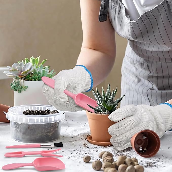 Succulent Tools, 13 Pcs Mini Garden Tool Set, Transplanting Tools Set,Succulent Care kit for Succulent Miniature Gardening Plant, Pink