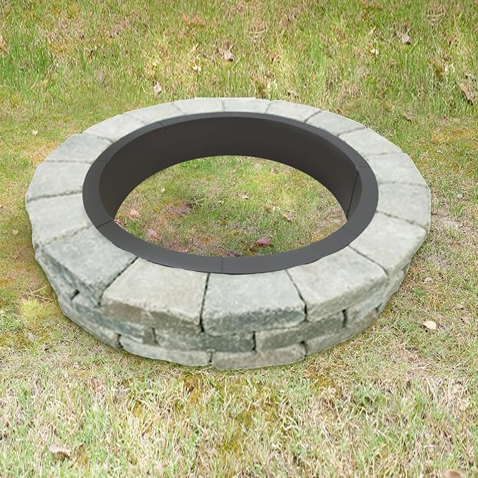 SoulMate Outdoor 40-Inch Outer/36-Inch Inner Fire Pit Ring,Duty Solid Metal Steel Round Firepit Rim Insert for DIY Fire Pits, Outdoor Above or In-Ground, Camping Garden Patio Backyard.