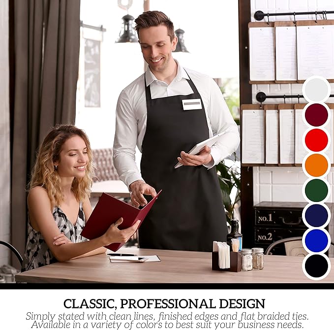 GREEN LIFESTYLE 120 Pack Professional Chef Apron – Grilling Aprons for Men, Waterproof Cooking Apron for BBQ, Work or Restaurant Use, Kitchen Aprons for Women – Red, No Pockets