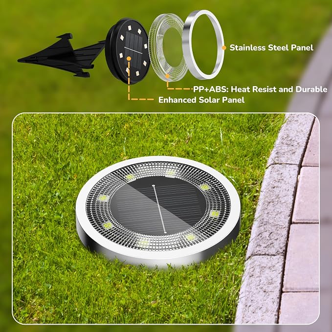 INCX Solar Ground Lights,16 Pack Solar Lights Outdoor Waterproof, Solar Garden Lights Landscape Lighting for Patio Pathway Lawn Yard Deck Driveway Walkway, Warm White