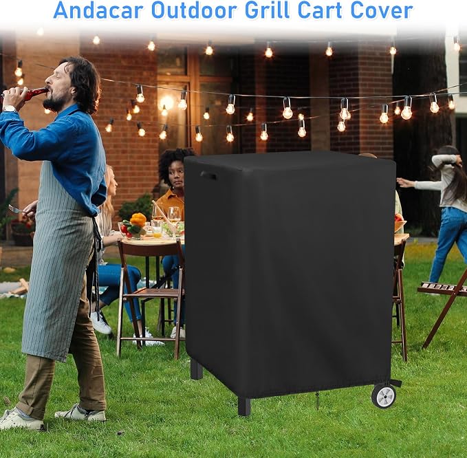 Outdoor Patio Table Cover for 28 inch Kitchen Island Prep Table, Waterproof Service Cart Covers Rolling Tool Cart Covering - 28"L×25"W×34"H, Black