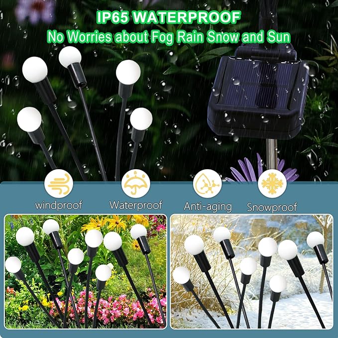 Kohlrabi Solar Garden Lights Outdoor, 2 Pack 16 LED Solar Pink Firefly Lights Waterproof, Sway by Wind, Swaying Light for Yard Patio Backyard Garden Planter Flower Bed Pathway Outdoor Decoration