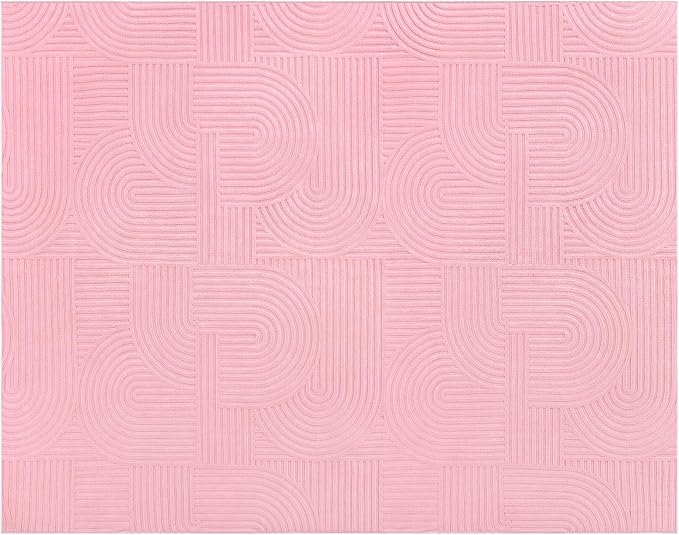 Pauwer 8x10 Area Rugs for Living Room, Modern Non Slip Washable Rug, Pink | Arch Pattern, Soft Fluffy, Neutral, Boho Accent, Solid Color Floor Carpet, For Kids Room Dining Room Nursery Entryway
