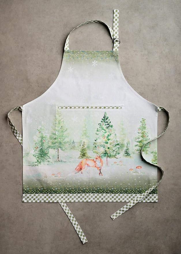 Maison d' Hermine Aprons for women with Pocket 100% Cotton (27.50"x31.50") | Adjustable Neck Strap & long ties Apron Men Chef Wedding Cooking Gardening Server Maid