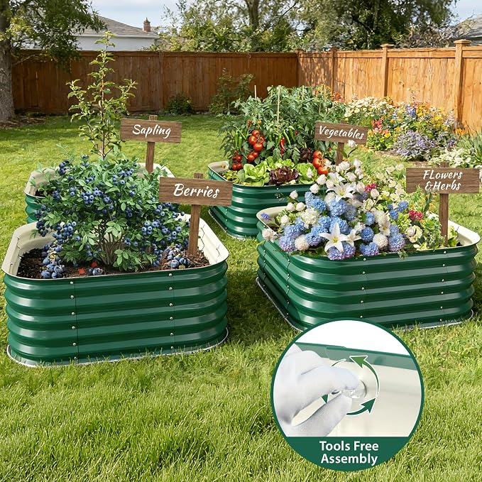 16.5" Deep Square Galvanized Raised Garden Bed 2x2 ft – Heavy Duty Metal Planter Box for Vegetables,Flowers&Herbs – Rust-Resistant Outdoor Above Ground Gardening Bed with Easy Assembly (Green)