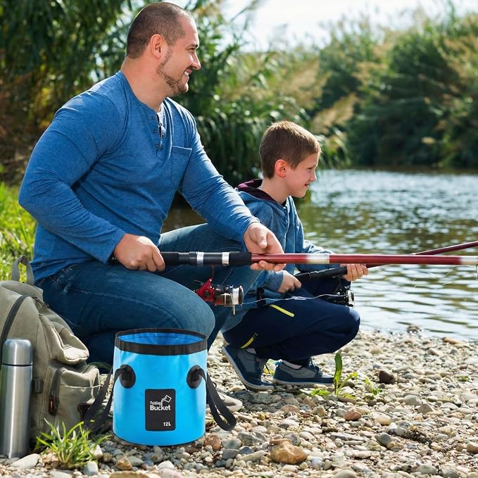 3 Gallon 3 Pack Collapsible Bucket, Foldable Water Bucket with Handles, Portable Camping Buckets for Fishing, Hiking, Cleaning, Outdoor & Travel Use (Multicolor)