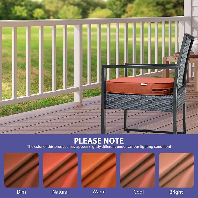 IPYNBAP Outdoor Chair Cushions Set of 4 -Waterproof Outdoor Seat Cushions for Patio Furniture, Patio Chair Cushion with Handle and Ties, Out Door Chair Pads,17x16x2-Round, Spice