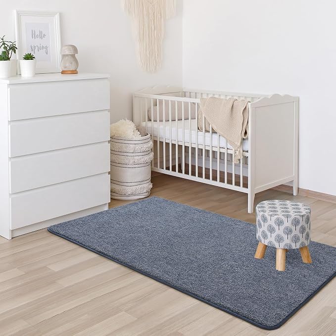 Keeko 2x4 Area Rugs for Living Room,Soft Washable Memory Foam Bedroom Rug | Indoor Throw Rug Low Pile Minimalist Non Slip Carpet for Kids Nursery Classroom Dorm Room Home Decor Blue and White