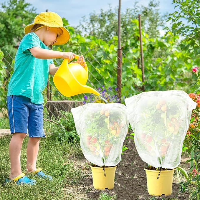 Fruit Tree Netting, Plant Mesh Netting for Garden Protection, Blueberry Bush Insect Netting Cover as Garden Pest Barrier from Cicadas, Bug, Bird (5.3x5.3 FT, 4Pcs, Zipper & Drawstring Design)
