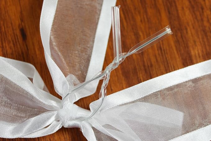 White Pre-Tied Organza Bows with Twist Ties. Pack of 12 Satin-Edged Fabric Bows Made of 1-1/2" Ribbon. Bow Measures 4" Wide (12, White)
