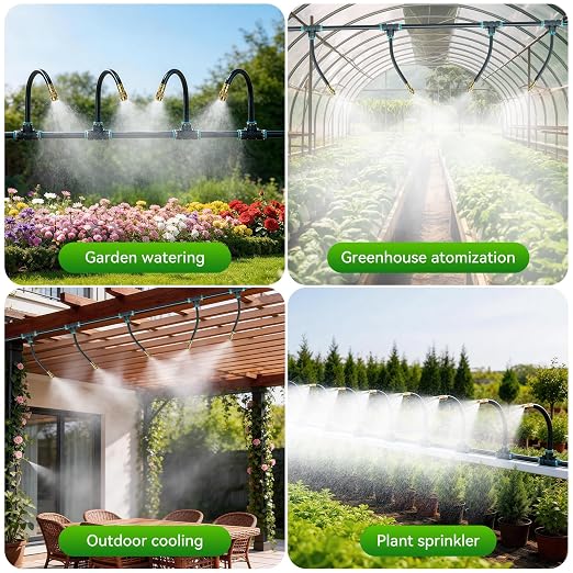 360° Adjustable Drip Irrigation System 100FT,5/16" Garden Watering Kit with 16 Copper Nozzles,82Pcs Drip Irrigation Kit,Automatic Misting Sprinkler System for,Raised Bed, Patio, Lawn & Yard Care
