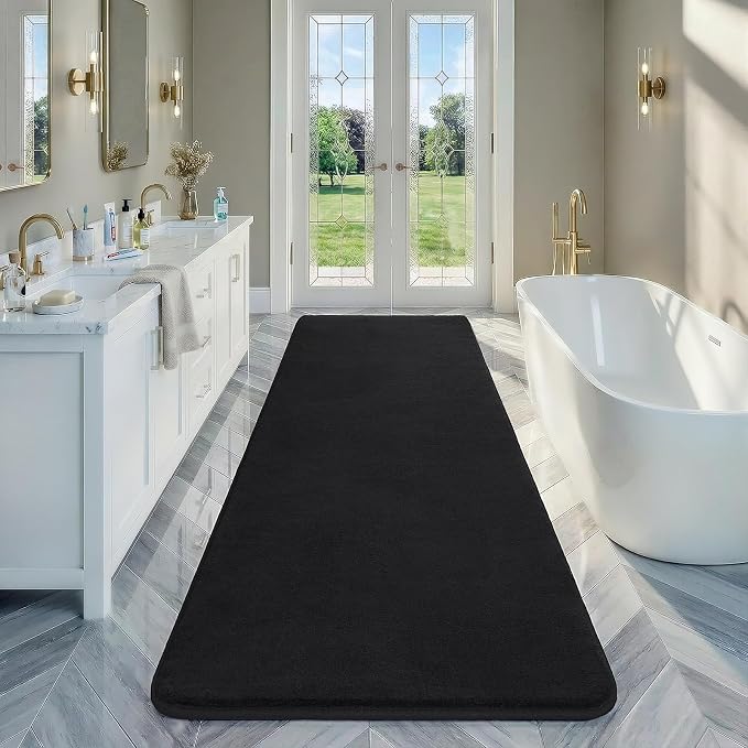 Amearea Modern Soft Hallway Runner Rug, 2x8 Feet Long Runners for Hallways | Washable Runner Rugs, Non Slip Memory Foam Rug Black Runner Rugs Carpet for Entrance Kitchen Kids Room Decor