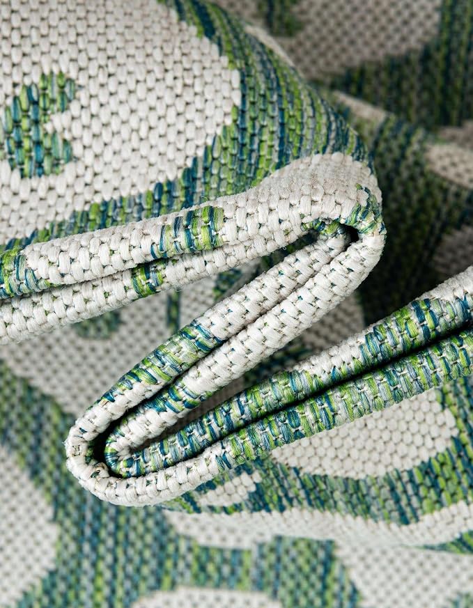 Unique Loom Outdoor Safari Collection Area Rug - Leopard (7' 1" x 10' Rectangle Green Blue/Ivory)