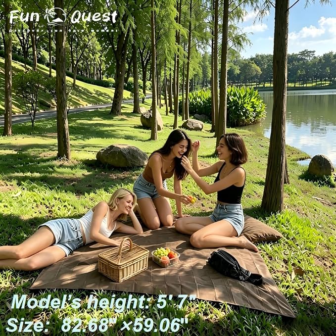Picnic Blanket Waterproof – Packable Sand Proof Beach Blanket (0.42lb/0.66lb), Compact & Foldable, Fits in Pocket with Integrated Stakes, Ideal for Camping, Hiking, Travel, Concert, Festival