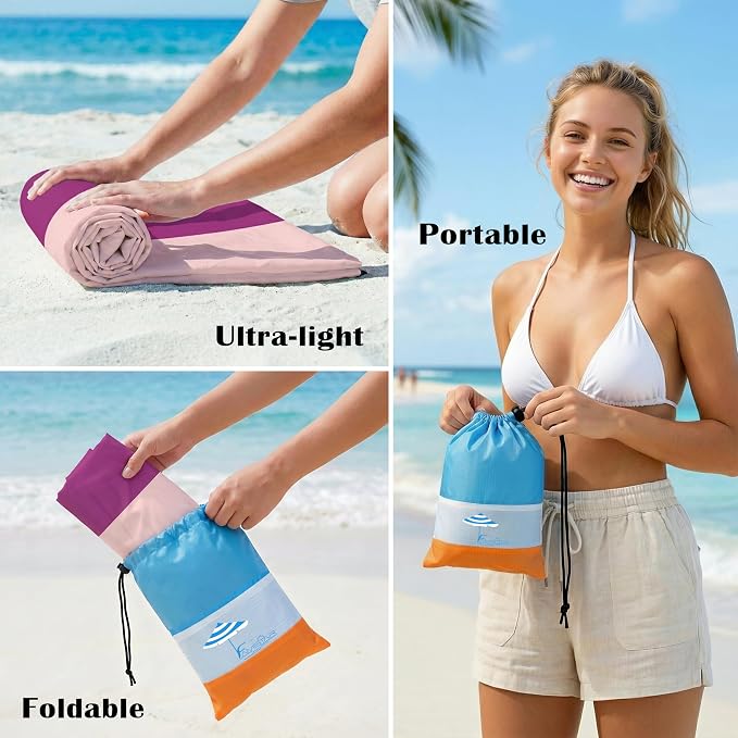 Famstar Beach Blanket Oversized Extra Large 78"X81"/10'X9',Waterproof Sandproof Beach Blanket 2-8 Adults Lightweight Durable for Travel Camping Hiking Picnic