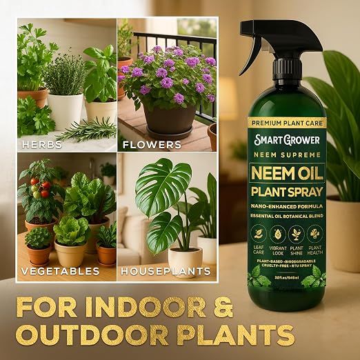 Neem Oil Spray for Plants Botanical Blend – Plant Wash with Natural Essential Oils, Simple Ready-to-Use Plant Spray for Gardens, Houseplants, Indoor & Outdoor Plants – 32 oz