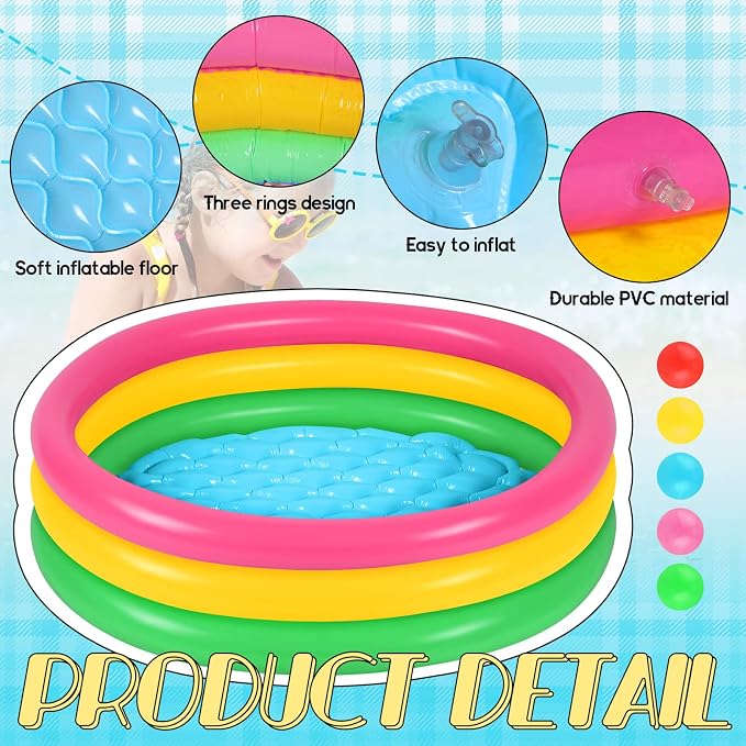 Honoson 47.2 Inch Inflatable Kiddie Pool Baby Pool with 50 Pcs Balls, Inflatable Swimming Pools Blow up for Beach Water Play Backyard Summer Indoor and Outdoor Party Supplies