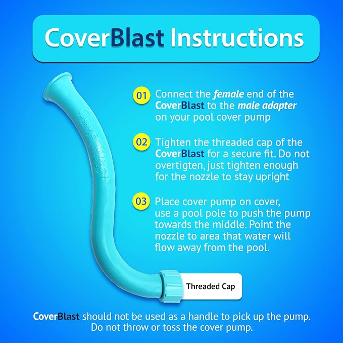 Pool Cover Pump Attachment - USA-Made & Patented Pool Cover Pump Hose Alternative w/ 25ft. Range - Easy-To-Install & Use Year-Round - Replaces Traditional Hoses (Light Blue)
