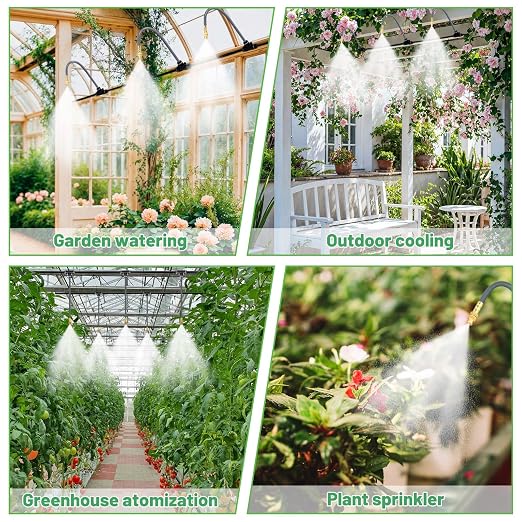 360° Adjustable 1/4" Drip Irrigation System Kits,Bendable Watering Misting Irrigation System, Garden Watering Atomizing System with 15 Nozzles for Garden Irrigation System (No Include 1/4" Tubing)
