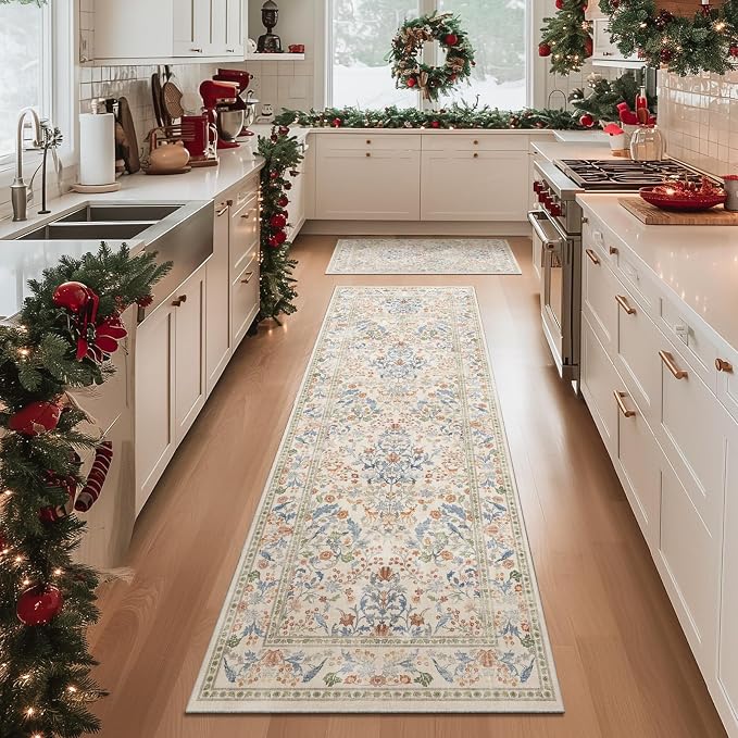 Washable Runners for Hallways Kitchen Rug: 2'6"x8' Runner Rugs Stain Resistant Non Slip Low Pile Soft Carpet Runners Rug for Bedroom Entryway Indoor Beside Bathroom Laundry Room