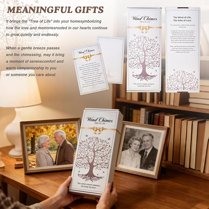 Memorial Wind Chimes for Outside 34" Tree of Life Wind Chime Outdoor for Garden Porch Decor Memorial Bereavement Sympathy Gift for Loss of Loved One Mom Dad Grandpa Grandma Friends