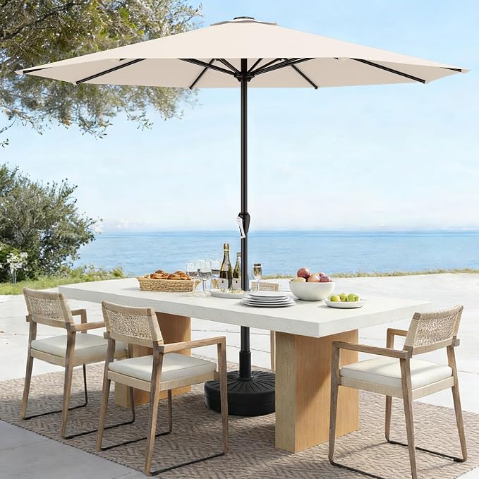 AreShark 12 FT Patio Umbrella for Outdoor, Outdoor Table Umbrella with Push Button Tilt and Crank, Outdoor Patio Umbrellas with 8 Sturdy Ribs, Patio Umbrellas for Market, Garden, Pool (Cream White)