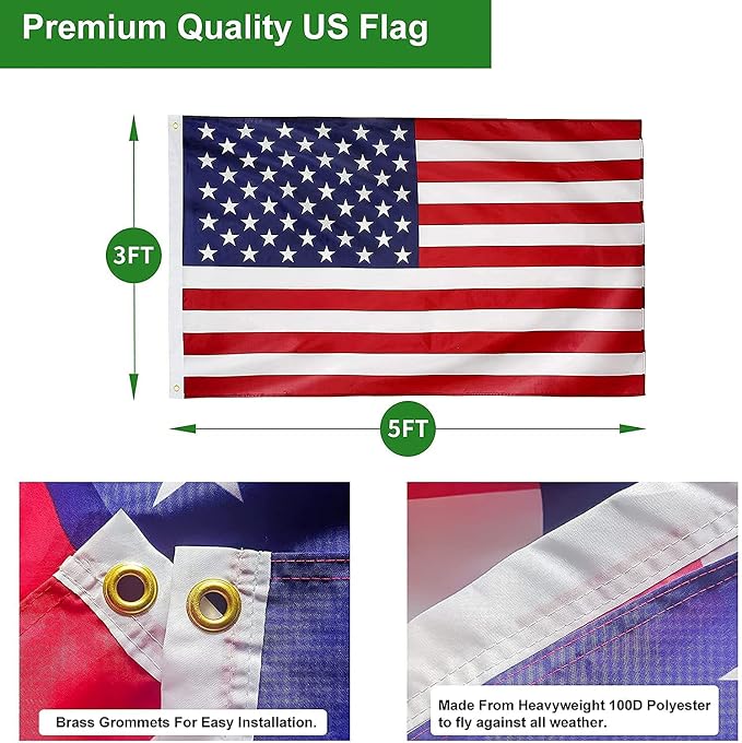 Flag Pole for Outside House, 20 FT Heavy Duty 45K PSI & 95 HBW Hard Aerospace Aluminum Flagpole Kit, Unbending Outdoor In-Ground Flag Poles with 3x5 American Flag for Yard, Residential or Commercial