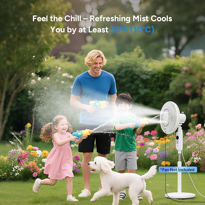 DR.PREPARE Stainless Steel Misting Fan Kit, 16.4ft Mist Hose Fan Mister, Outdoor Water Sprayer for Patio Backyard, Portable Cooling Mist System, Independent Valve for Control (Fans Not Included)