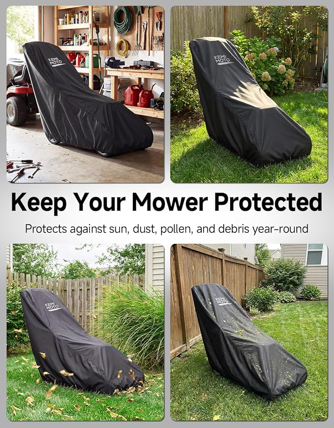 KEMIMOTO Walk Behind Lawn Mower Cover with Windproof Buckle, Lightweight & Breathable 210D Push Mower Cover, Fit for Most Push Lawnmowers, Compatible with Craftsman, Husqvarna, Greenworks, EGO, Toro