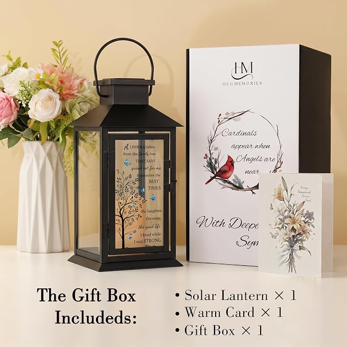 Solar Memorial Lantern Outdoor Waterproof, Sympathy Gifts for Loss of Loved One Mom Dad, Remembrance Grief Condolences Gift for Loss, in Memory of Loved One Gifts