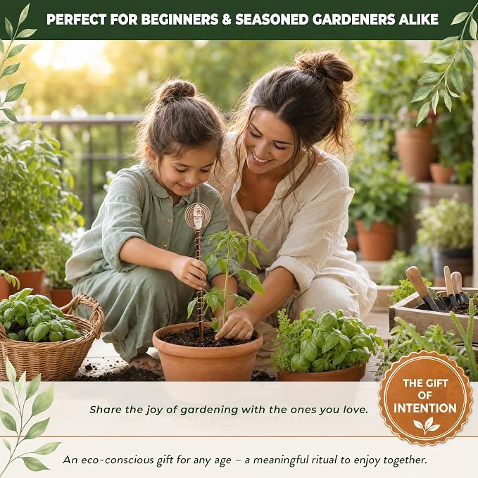 3-Pack Electroculture Copper Gardening Antenna with Crystals, 11" Electroculture Plant Stakes, 2.0mm Thick Copper Garden Stakes with Walnut Rods, Amethyst for Planters, Raised Beds
