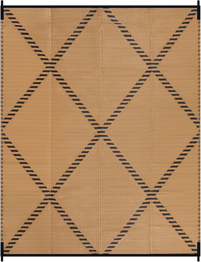 Lahome Outdoor Rug 8x10 Patio Waterproof, Plastic Straw Reversible Rv Outdoor Rugs for Camping, Large Indoor Outdoor Carpet for Porch Deck Backyard Camper Picnic, Brown 8'x10'