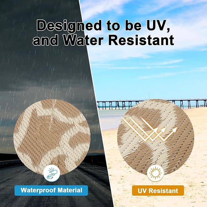 HEBE Outdoor Rug Waterproof 6x9, Plastic Straw Rug Camping Rug, Reversible Outdoor Patio Rugs RV Mat Clearance, Indoor Outside Floor Carpet for Porch,Deck,Camper,Balcony,Backyard