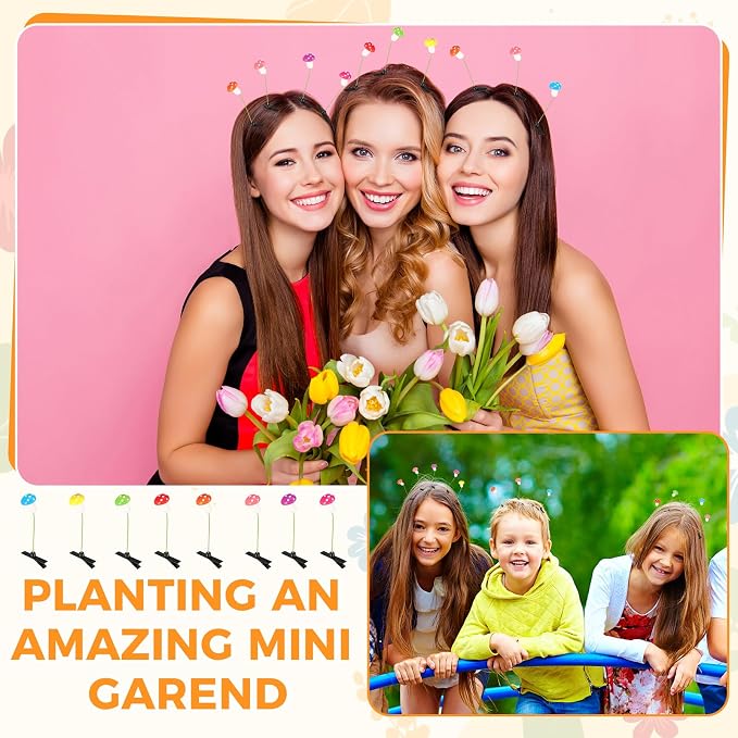 Tigeen 100 Pcs Rave Sprouts Bean Sprout Funny Hair Clips Mixed Style Plant Hairpins Hair Accessories for Home Party Irish(Mushroom)