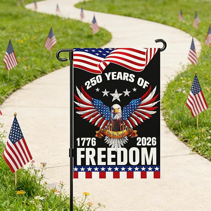 250 Anniversary Usa Garden Flags for Outside, 250 Anniversary USA Flag 1776-2026 Commemorative 4th of July Decorations Outdoor Yard Sign Banner Patriotic Decorations Double Sided Waterproof Flag with Eagle Design 250 Year American Flag 12x18 Inch