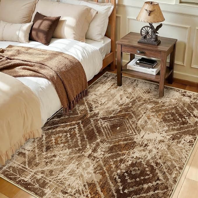 6'x9' Washable Area Rug for Living Room Bedroom Cow Print | Soft Western No Slip Low Pile Print Foldable Indoor for Kitchen Dining Room