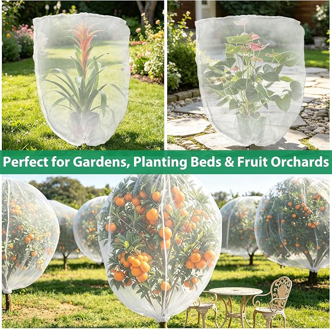 Bird Netting for Garden Protection, 2 Pack 13.2Ft x 9.84Ft Garden Netting | Fine Mesh with Zipper, Drawstring & Lock Buckle, Reusable Pest Barrier for Blueberry, Keeps Birds, Squirrels & Insects Away