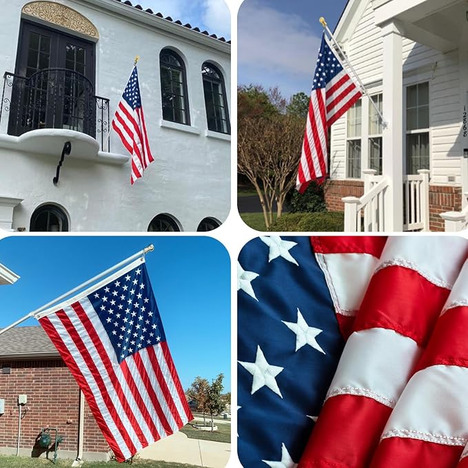 Flag Pole for Outside House – 6FT Aluminum Flagpole Kit with Wall Mount Bracket – Heavy Duty Flag Pole Holder for Residential or Commercial Outdoor Use – Fits 3x5 American Flags