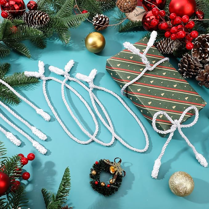 Zhengmy 32 Pcs 20 Inches Christmas Garland Ties Christmas Decorative Twist Ties for Banister Reusable and Flexible Twist for Xmas Home Decorations Holiday Craft Wrapping (White)