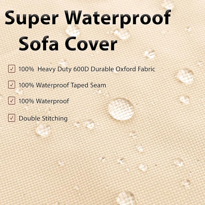 Patio Outdoor Sectional Cover -Patio Furniture Covers Waterproof Rip-Stop Anti-UV 600D Heavy Duty Outdoor Couch with 3 Air Vent Sofa Cover (L-Shaped-Right-85''X58'')