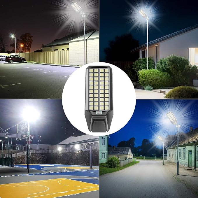 loyoele Utral-Large Solar Street Light 4 Pack,Solar Flood Lights Outdoor,Waterproof Motion Sensor LED Lights,Dusk to Dawn Lights with Remote, Solar-Powered Parking Lot Light,Commercial Area Lighting