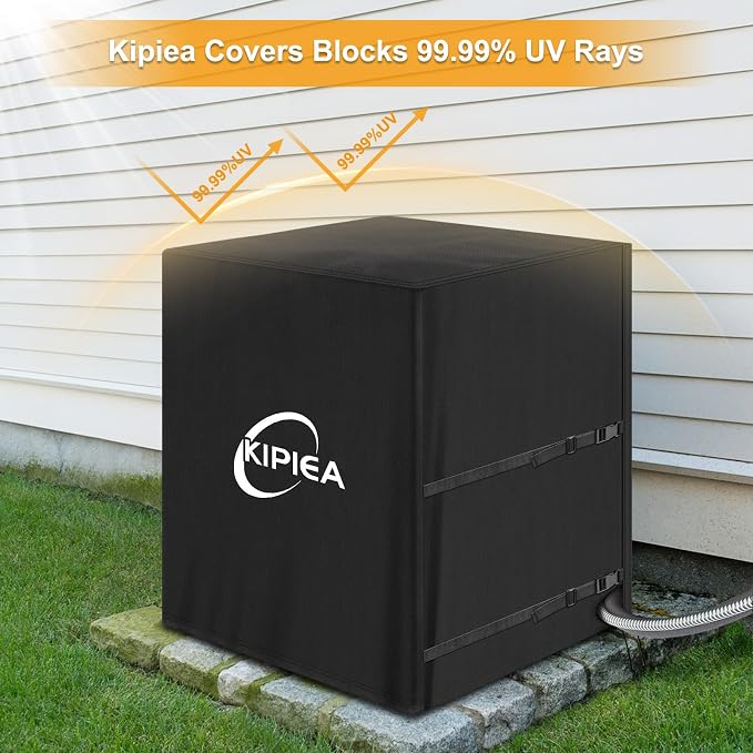 Kipiea Heavy Duty Air Conditioner Cover for Outside Units, Windproof, Anti-UV, Tear & Fade Resistant AC Cover for Winter (30" W x 30" D x 32" H)
