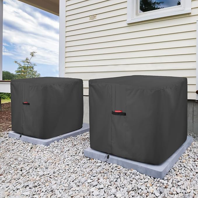 Porch Shield Waterproof AC Covers – Heavy Duty Square Air Conditioner Cover for Outside Unit Up to 36''L x 36'' x 39'', Black