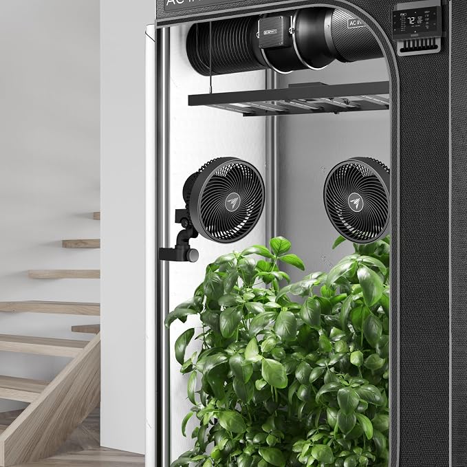 AC Infinity CLOUDRAY S6 Grow Tent Clip Fan 6”, 2-Pack. | Redesigned Long-Life EC Motor, 10 Dynamic Wind Speeds, 10-Level Oscillation, IP-54 Weatherproof for Hydroponics, Cooling