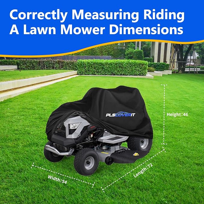 Riding Lawn Mower Cover, Outdoors100% Waterproof Tractor Cover with Drawstring & Storage Bag, Heavy Duty 600D Polyester Oxford, UV, Dust, Dirt, Wind for Outdoor Garden Storage,72×54×46 in