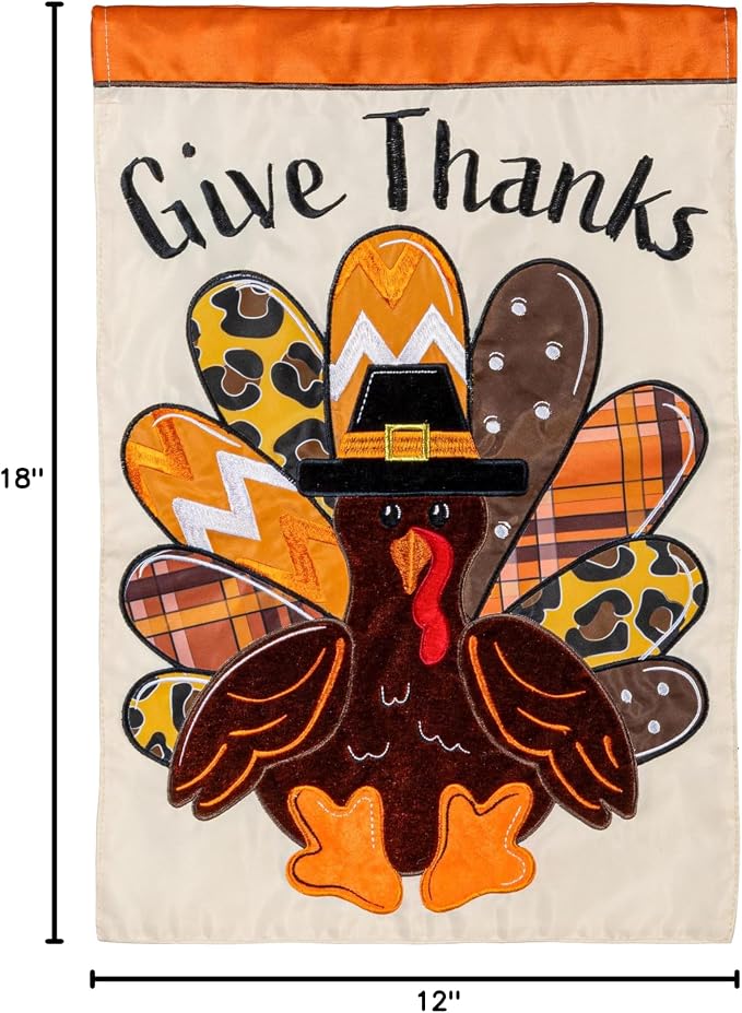 Evergreen Flag Fall Garden Flags Double Sided, Garden Flags for Outside Autumn Decorations for Home, Porch, Yard (Thanksgiving Turkey, 12x18 inch)