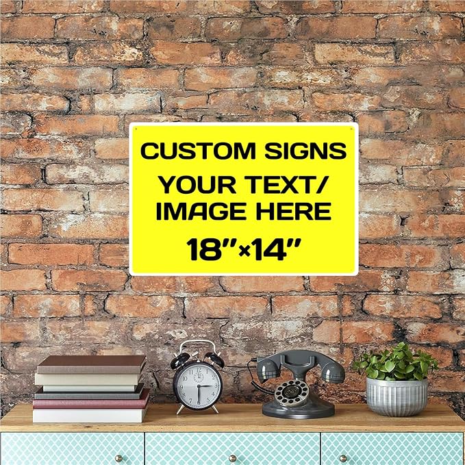 Personalized signs,Aluminum Weatherproof Metal Sign Multiple Sizes Custom Personalized Text And picture Here,hazard sign,garden sign,custom door sign,Customised business signs Yellow 18×14