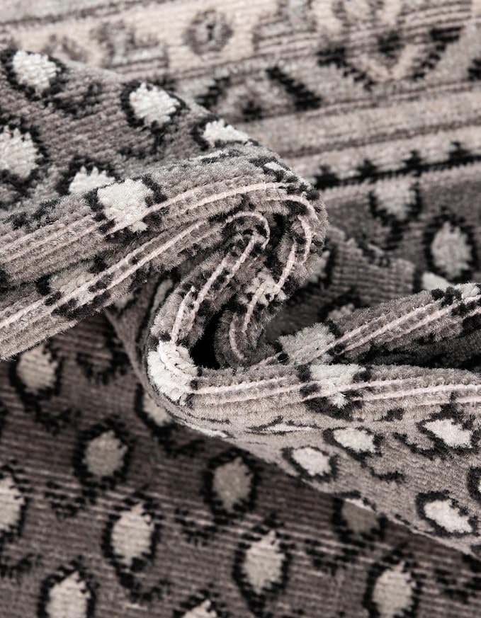 Unique Loom Williamsburg Collection Traditional Border with Dotted Center Area Rug, Rectangular 8' 0" x 10' 0", Gray/Beige