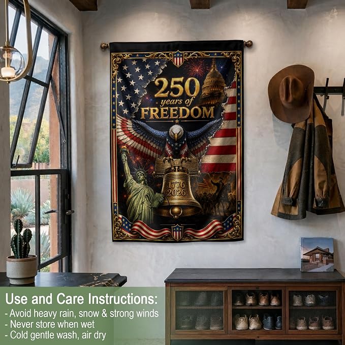 250th Year Of Freedom Flags, 250 Anniversary Usa Flag, American Flag With Eagle, 1776-2026 Commemorative, Two-sided Print, Garden Flags For Outside, American 250th Anniversary Patriotic Design 3 (30x40 Inch)
